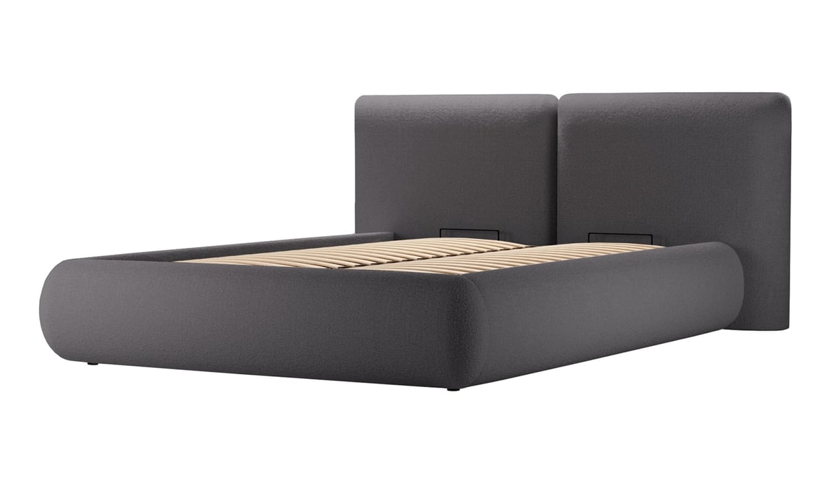 Lit rembourré Agape 140x200cm avec sommier relevable et coffre de rangement — vue 7