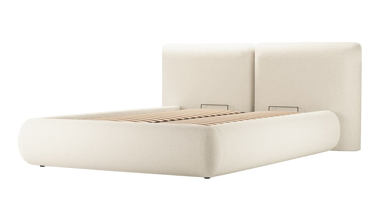 Lit rembourré Agape 140x200cm avec sommier relevable et coffre de rangement — vue 4