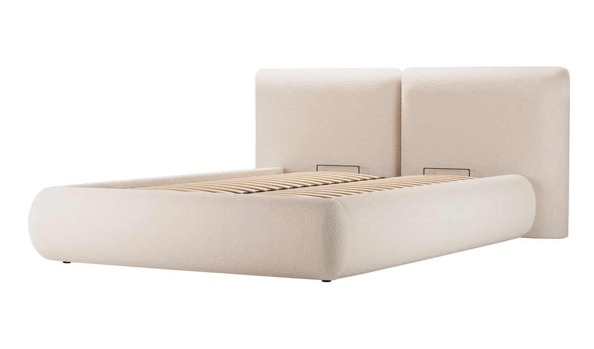 Lit rembourré Agape 140x200cm avec sommier relevable et coffre de rangement — vue 5