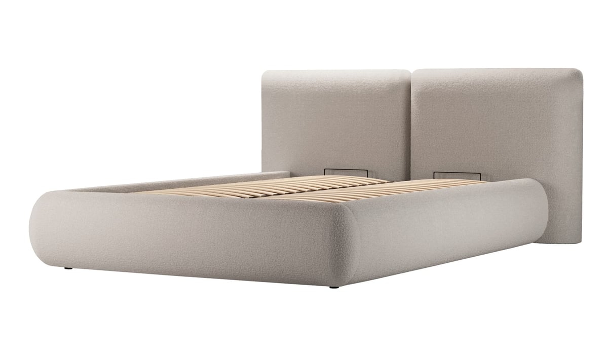 Lit rembourré Agape 140x200cm avec sommier relevable et coffre de rangement — vue 6