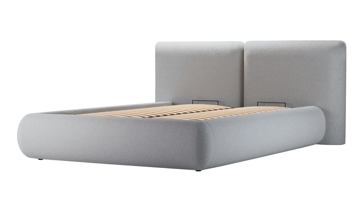 Lit rembourré Agape 140x200cm avec sommier relevable et coffre de rangement — vue 3