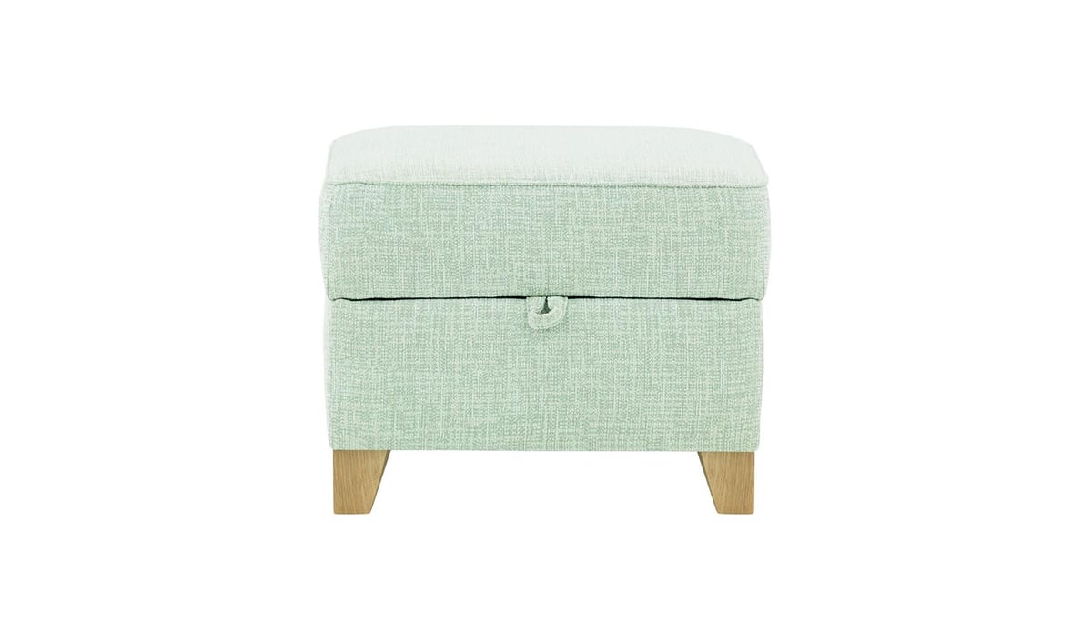 Pouf avec rangement James, Vitolini 336-1037 - Mentholée, Couleur des pieds: Noir wax