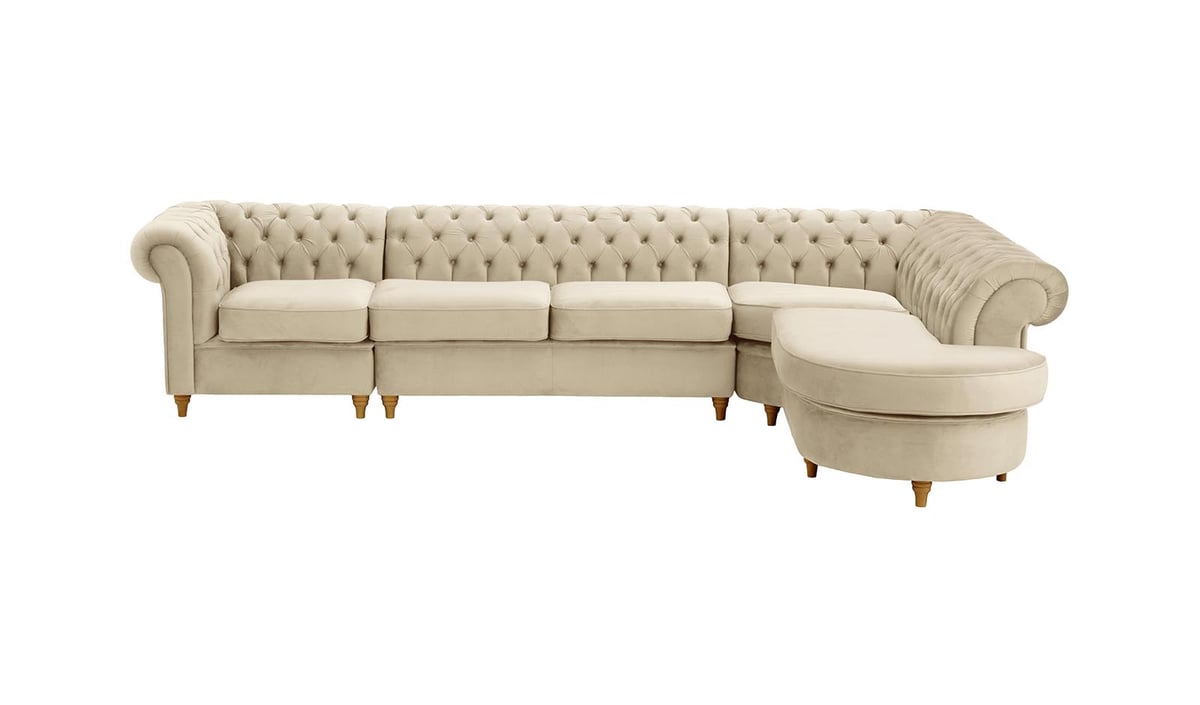 Chesterfield - Canapé d’angle droit modulaire.