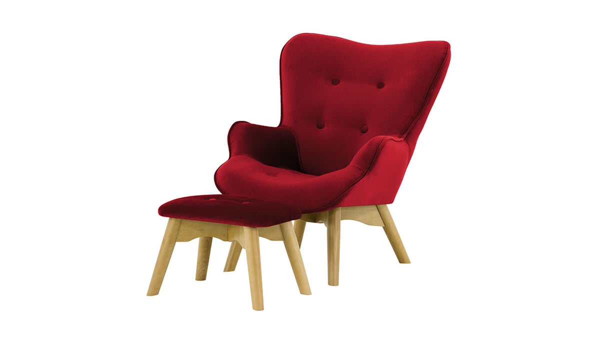 Fauteuil à oreilles pour enfants avec repose-pied Ducan Mini Velvet