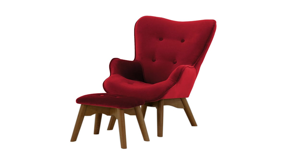 Fauteuil à oreilles pour enfants avec repose-pied Ducan Mini Velvet — vue 3