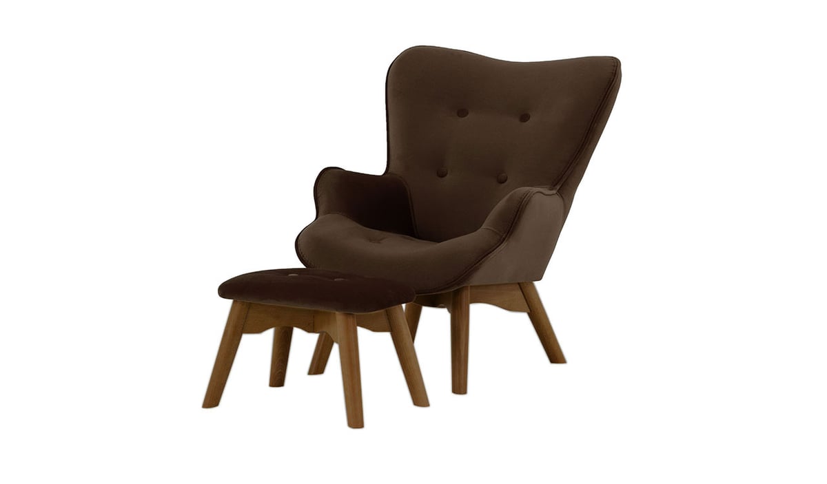 Fauteuil à oreilles pour enfants avec repose-pied Ducan Mini Velvet — vue 7