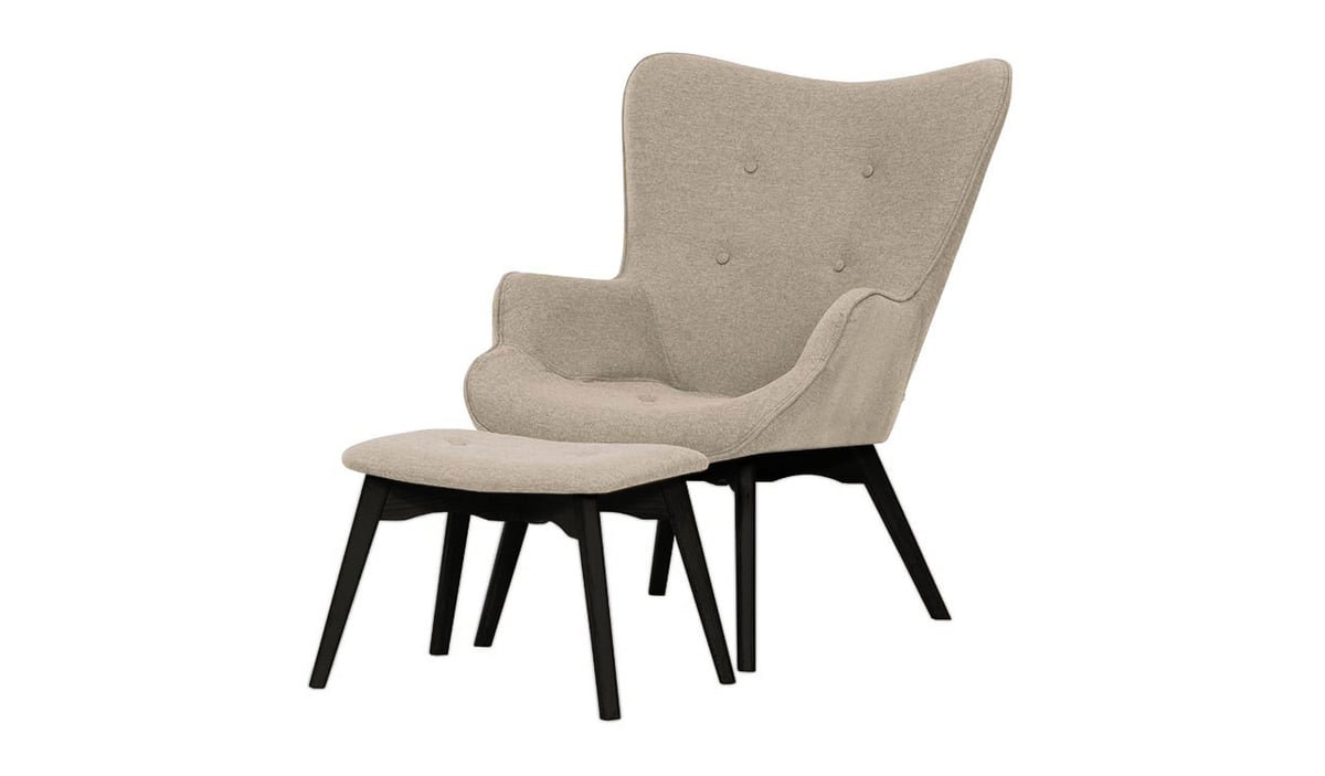 Fauteuil à oreilles avec repose-pied Ducan Malmo — vue 4