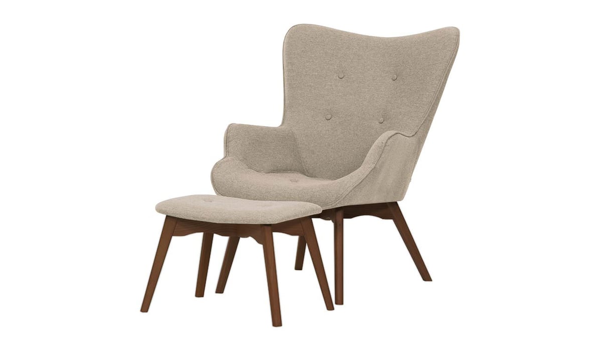 Fauteuil à oreilles avec repose-pied Ducan Malmo — vue 3