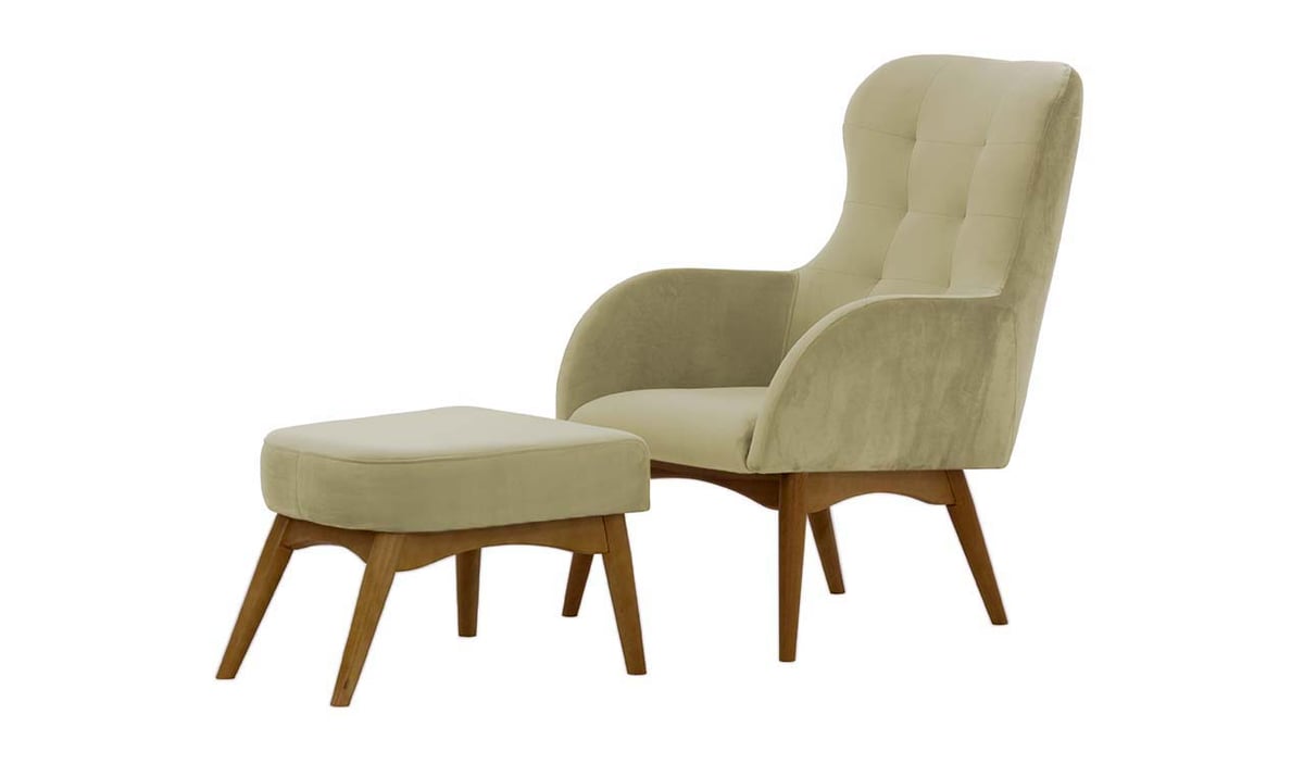 Fauteuil à oreilles avec repose-pied Hollis — vue 3