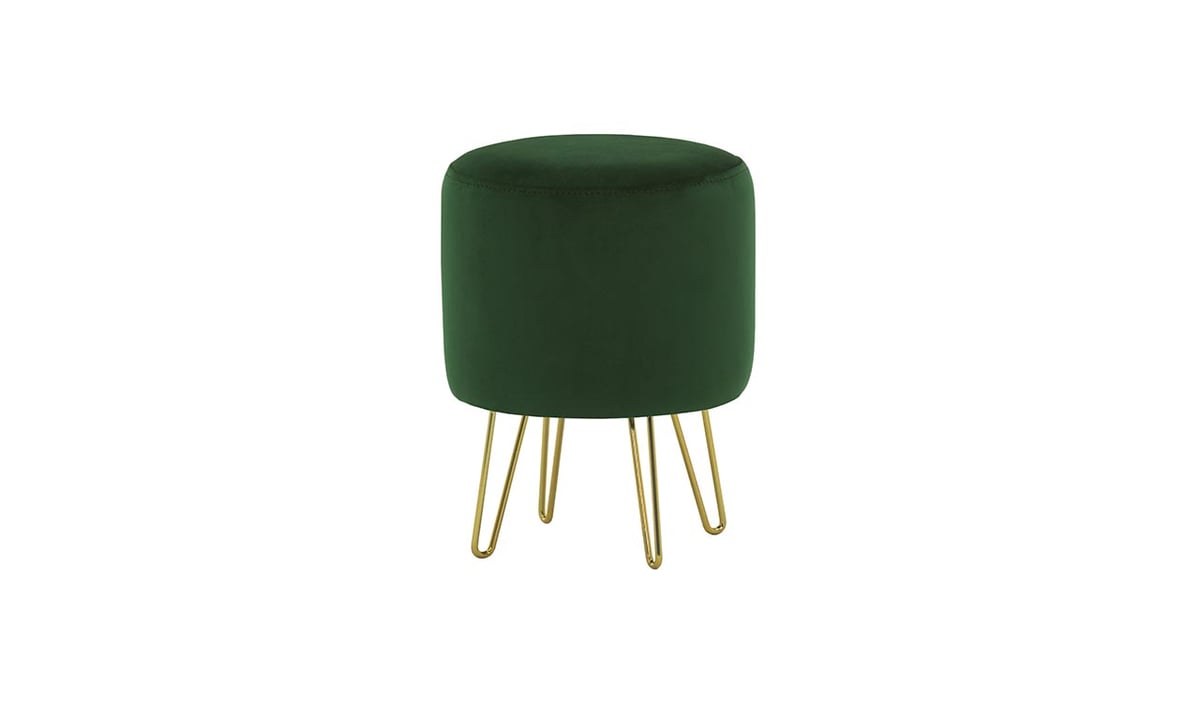 Petit pouf rond avec pieds métalliques Flair, vert foncé - Velluto 10
