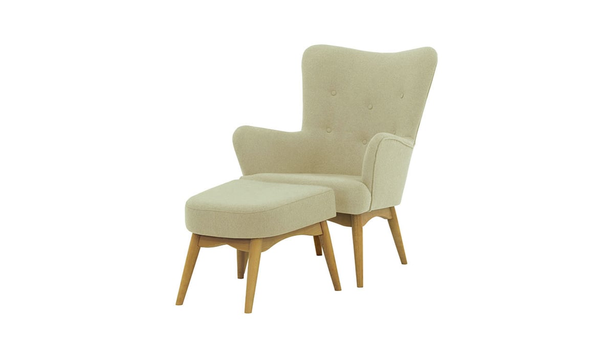 Fauteuil à oreilles avec repose-pied Savano — vue 6
