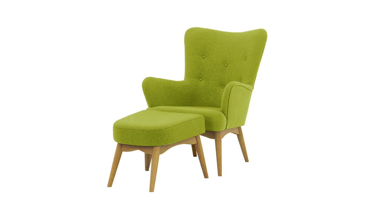 Fauteuil à oreilles avec repose-pied Savano